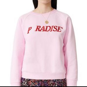MAJE Pink embroidered french cotton terry sweater